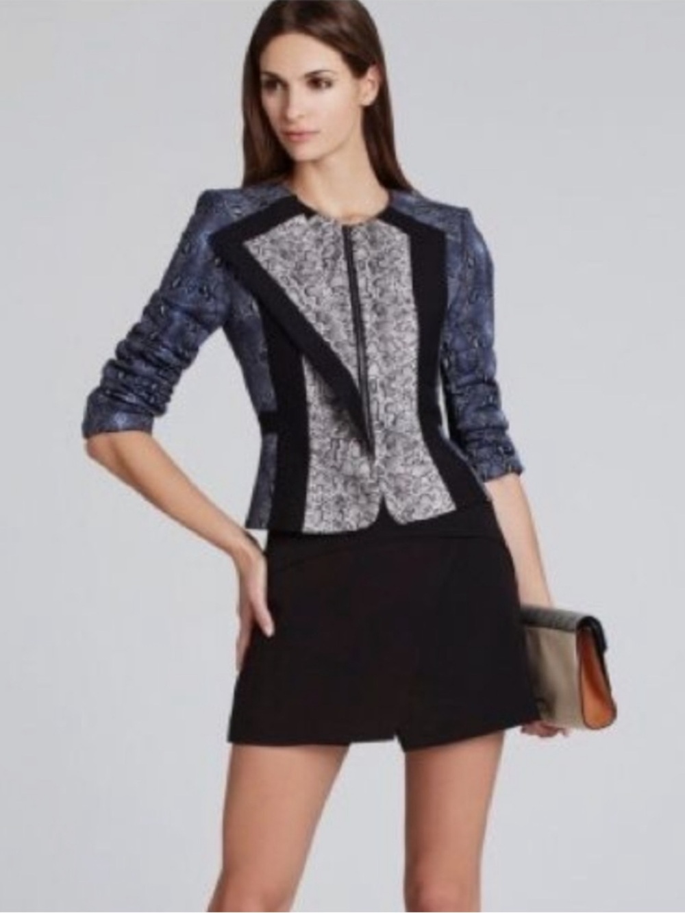BCBGMaxAzria EDWARD Moto Jacket Snake-Print Size S TaylorStructure Animal Print